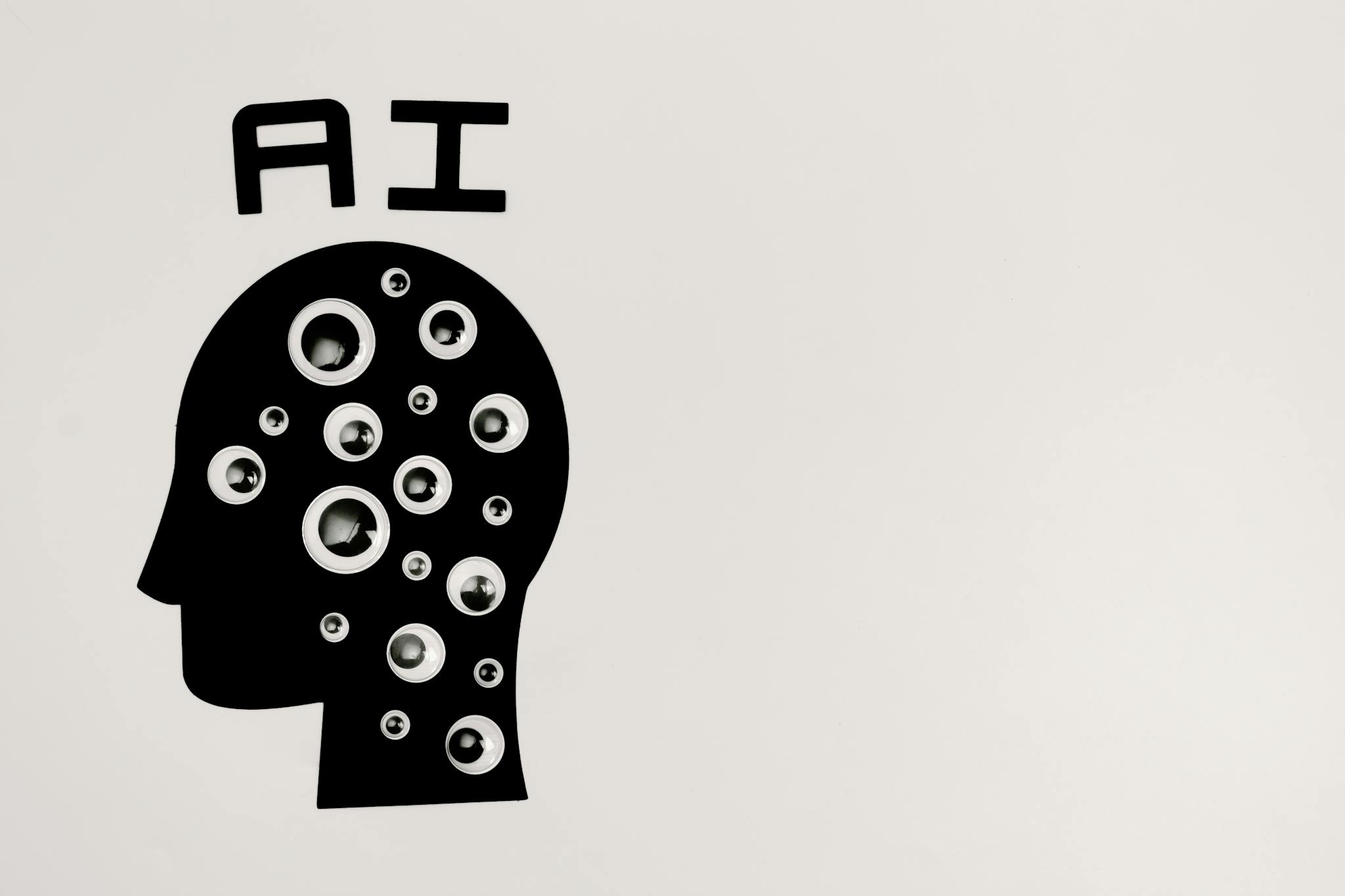 abstract illustration of ai with silhouette head
